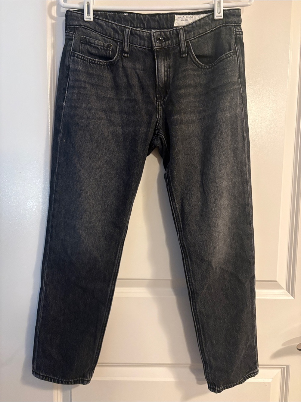 rag & bone Women's Dre Boyfriend Washed Black Ankle Jeans